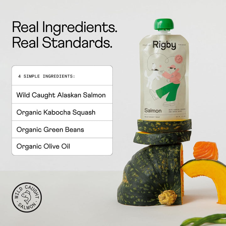 Organic Wild-Caught Alaskan Salmon Dog Treat Pouches – Low-Calorie Squeeze Treat for Training, Enrichment, Meal Topping & Pill Time – Supports Joint, Skin & Digestive Health – 6 Pack