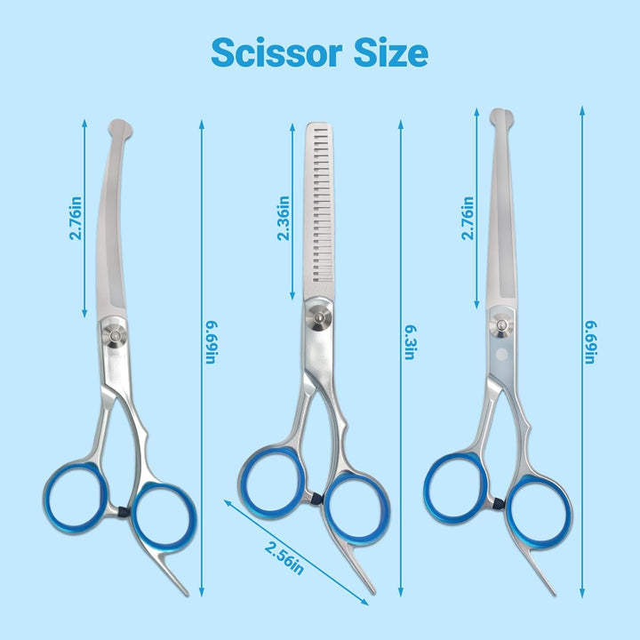 4 in 1 Dog Grooming Scissors,Premium Dog & Cat Grooming Scissors Kit with Safety round Tips,Professional Thinning Shears Pet Shears for Pet Supplies