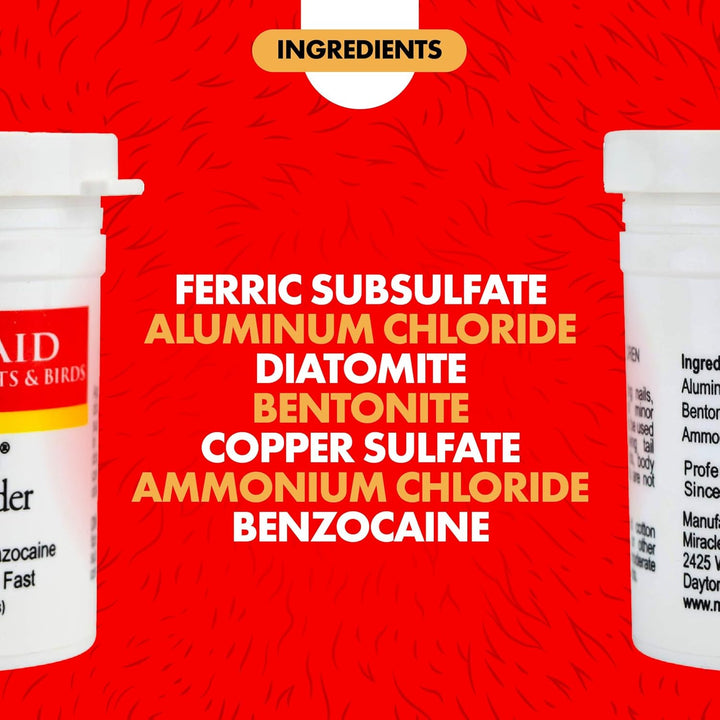 Kwik Stop Styptic Powder for Dogs, Cats and Birds, 0.5 Ounce, Fast Acting Blood Stop Powder with Pain Relieving Benzocaine