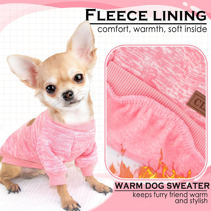 2 Pieces Dog Sweaters for Small Dogs Fall Winter Dog Clothes Female Fleece Puppy Sweater Warm Thick Outfit Pet Small Dog Sweater for Boy Girl Dogs,Xxs