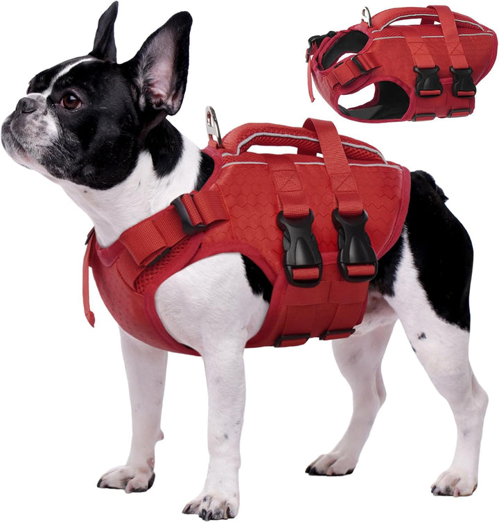 Dog Life Jacket High Flotation, Reflective Dogs Life Vest for Swimming Boating, Adjustable Small Medium Large Dog Lifejacket, Lightweight Dogs Life Preserver Rescue Handle Spring Summer Pool