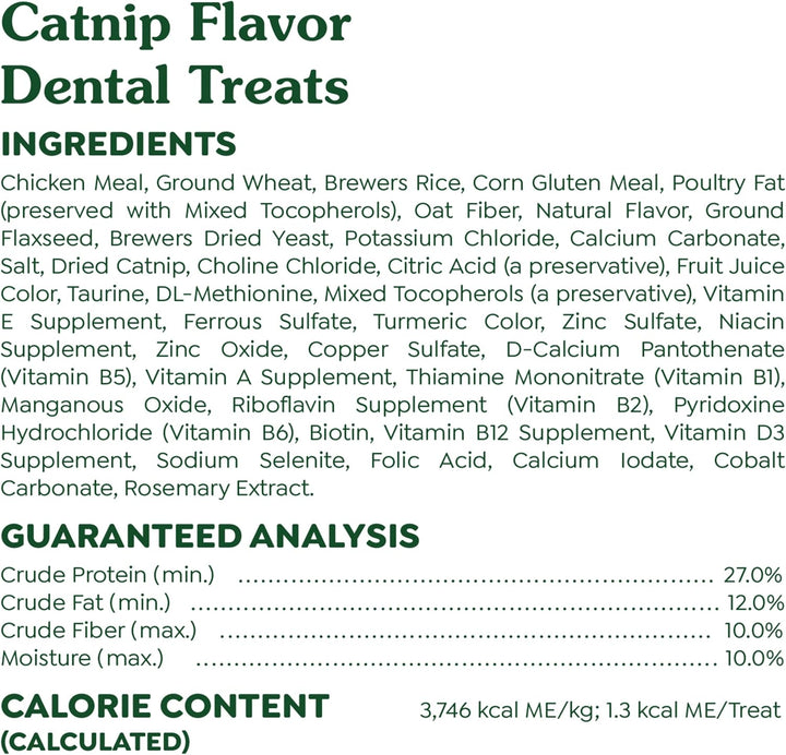 Feline Adult Dental Cat Treats, Catnip Flavor, 9.75 Oz. Tub