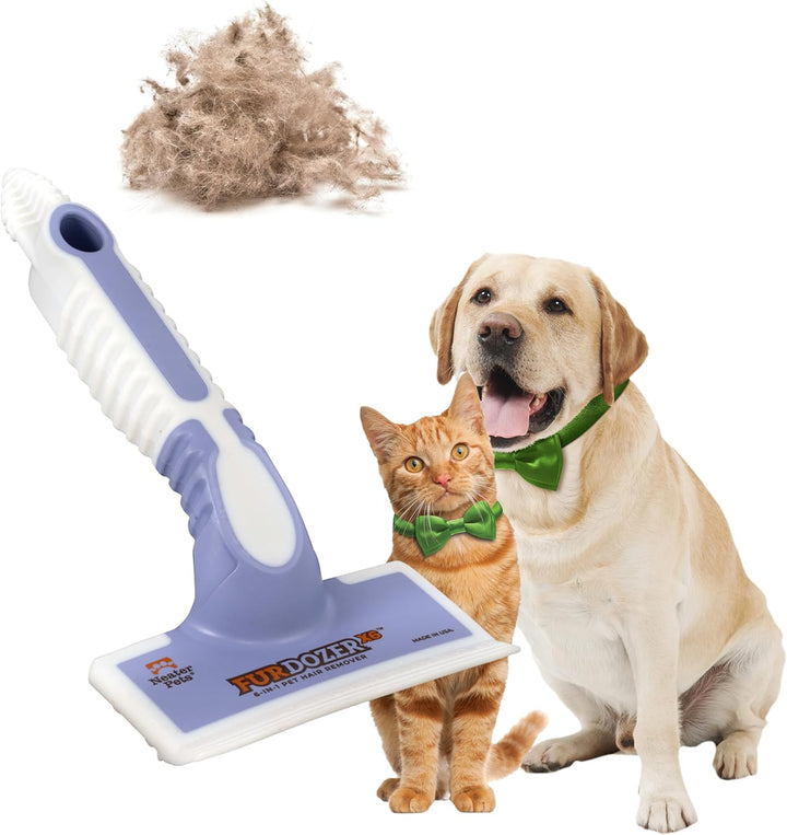 Furdozer Pet Hair Remover & Auto Detailing Tools - Cat & Dog Hair Remover for Carpets, Car Interiors, Couches, Bedding, & Pet Furniture (Gray, X3 PRO - 5" Long)