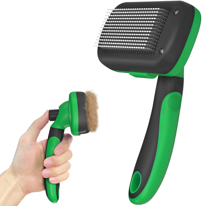 Self Cleaning Shedding Brush - Skin Friendly Grooming Tool for Dogs, Cats, and Puppies, Deshedding and Hair Removal for Long and Short Haired Pets, Black
