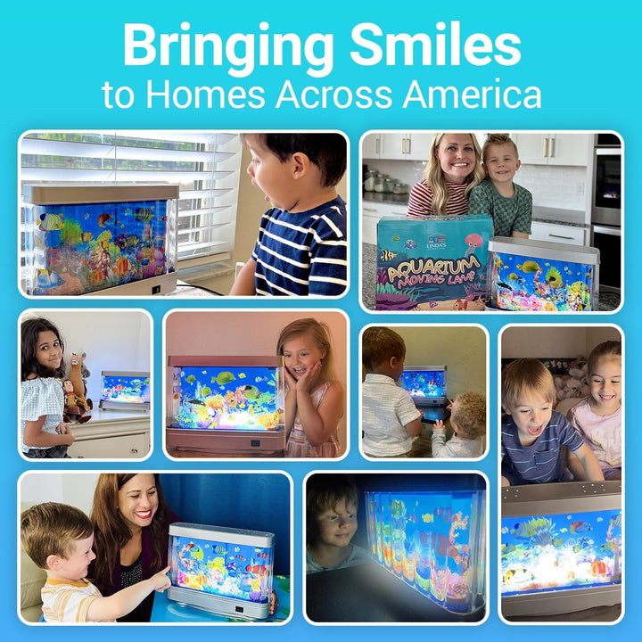 Linda’S Essentials Fake Fish Tank for Kids and Adults, Fake Aquarium Decorative Lamp, Artificial Fish Tank with Moving Fishes, Artificial Aquarium Night Light, Plug in Moving Lamp