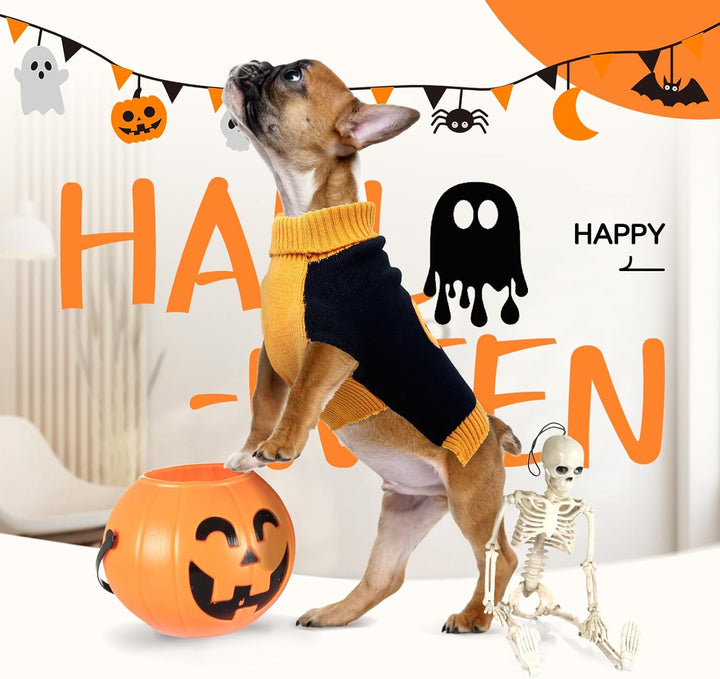 3 Pack Halloween Thanksgiving Christmas Dog Cat Knit Sweater Set - Dog Clothes with Santa Pattern Pumpkin Turkey Pets Costumes-Dog Fall Sweaters for Holiday(M)