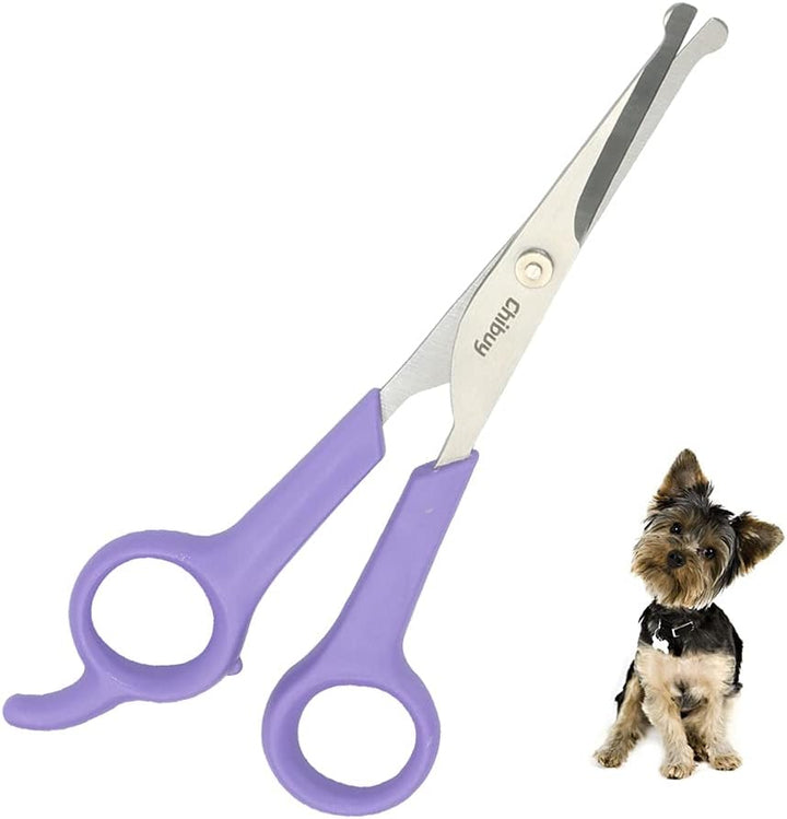 Professional Pet Grooming Scissors with round Tip Stainless Steel Dog Eye Cutter for Dogs and Cats, Professional Grooming Tool, Size 6.70" X 2.6" X 0.43" 1. Grey