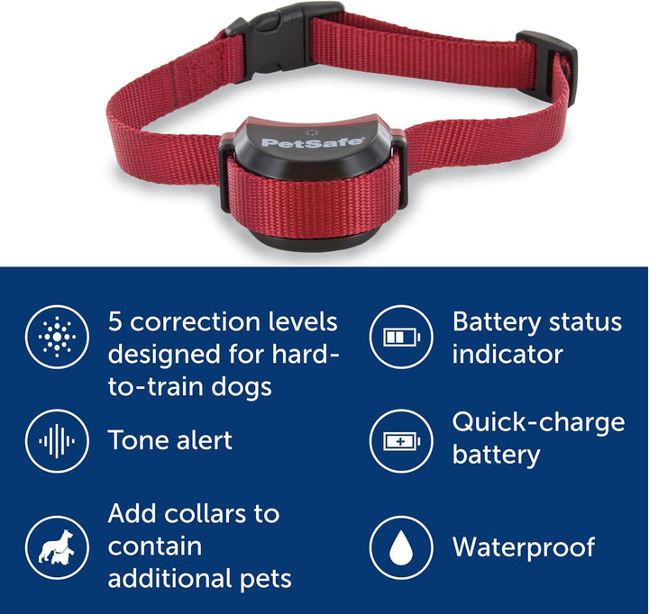 Stay & Play Wireless Fence Receive Collar for Stubborn Dogs - Rechargeable & Waterproof Receiver Collar with Quick Charge in 2-3 Hours - for Dogs 5Lb+