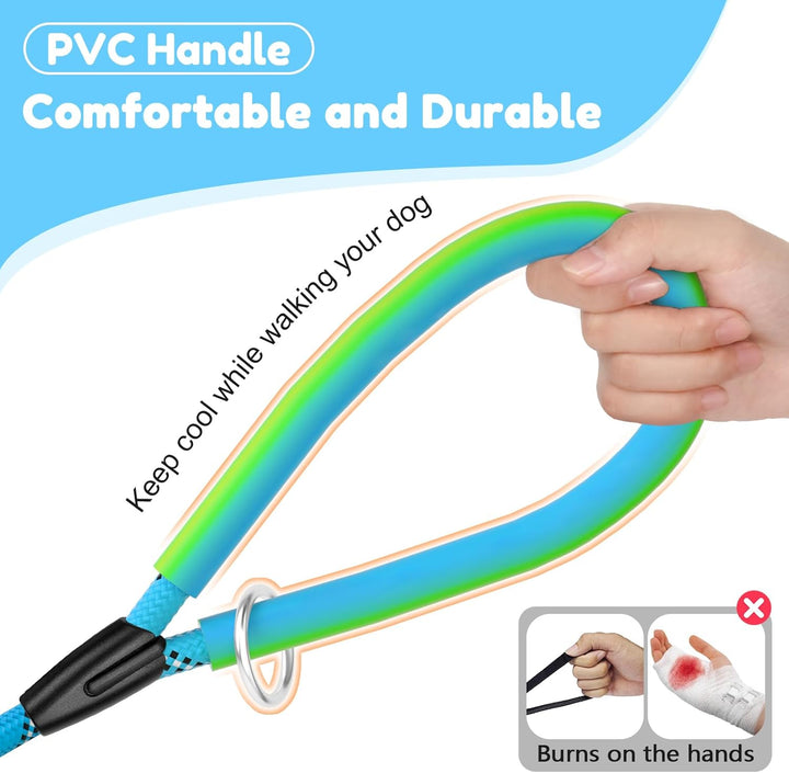 Heavy Duty Dog Leash 2 Handles 4/5/6Ft-Blue  Dog Leashes for Medium Large Dogs That Pull 1/2 Inch 1000Lb Strength Thick Rope Leash PVC Waterproof-Handles Metal Hook Nighttime Safety