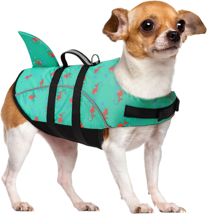 Ripstop Dog Life Jacket Shark Life Vest for Dogs, Safety Lifesaver with High Buoyancy and Lift Handle for Small and Medium Breeds（Rose Red XS）