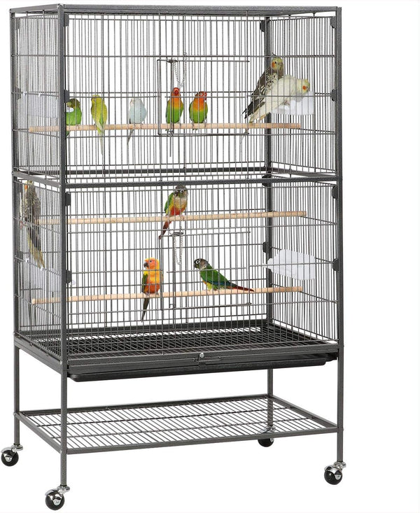 52-Inch Wrought Steel Standing Large Flight King Bird Cage for Cockatiels African Grey Quaker Amazon Sun Parakeets Green Cheek Conures Pigeons Parrot Bird Cage Birdcage with Stand