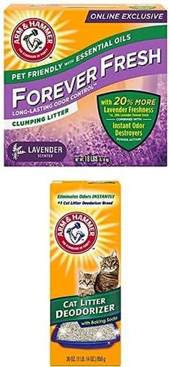 Forever Fresh Clumping Cat Litter Lavender, Multicat Cat Litter Odor Control 18Lb with 20% More Lavender Freshness, with Essential Oils