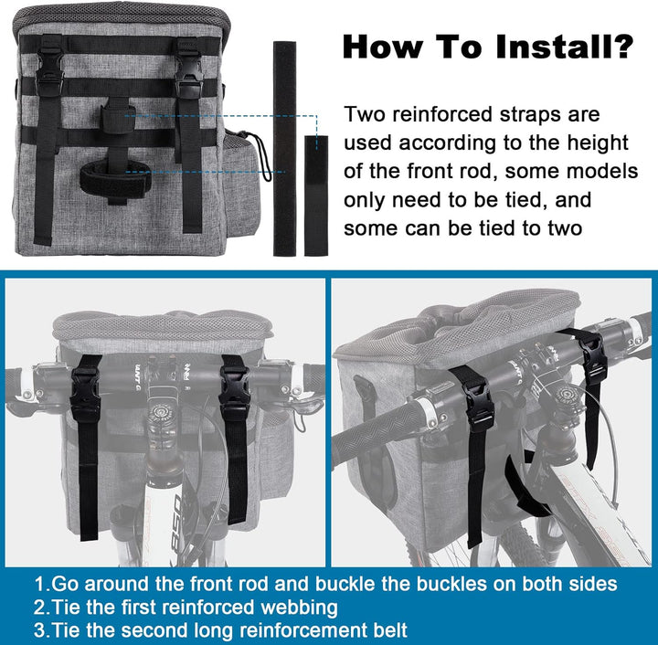 Dog Bike Basket Foldable Pet Carrier, Dog Car Booster Seat with Mesh Windows, Adjustable Shoulder Bag Portable Breathable Bicycle Basket Bag for Dogs and Cats