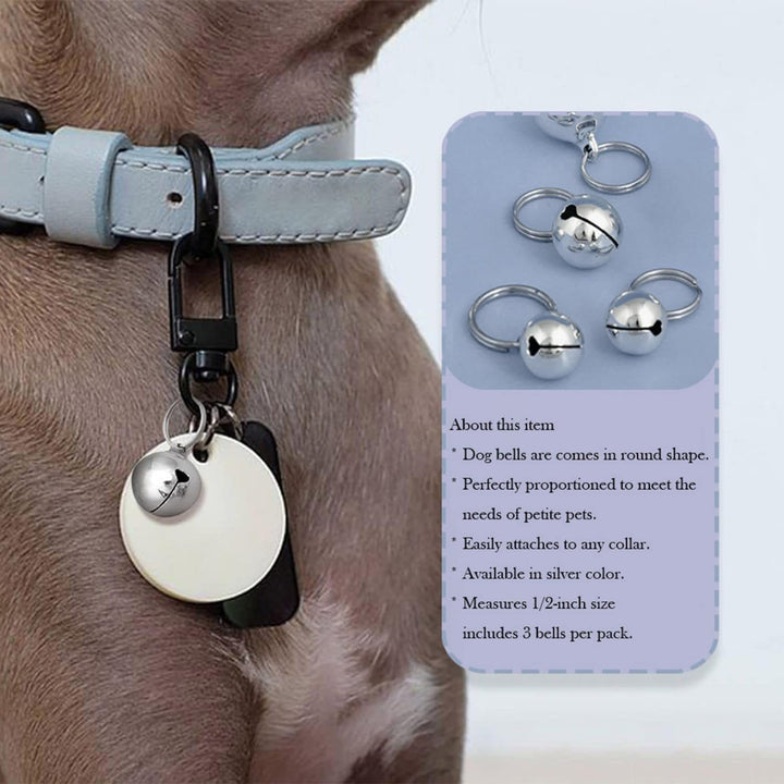 3 Pack Pet Bells for Dog Cat Collar Charm Pet Pendant Accessories Stainless Steel Anti-Lost Training Bells for Collars Pet Pendant Accessories 1/2-Inch Silver