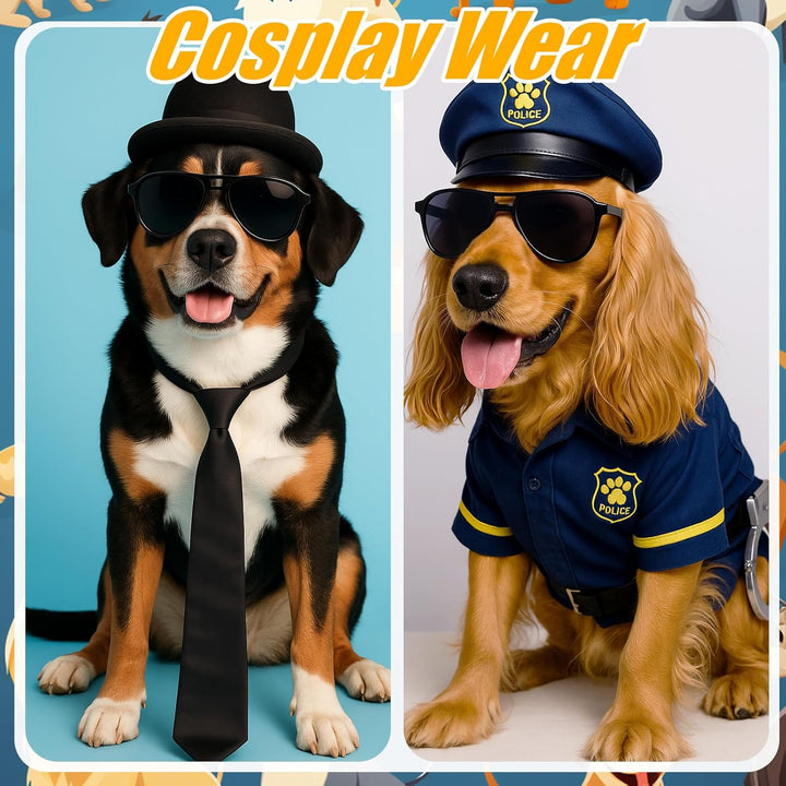 Dog Sunglasses Pet Supplies for Medium Large Breed Dogs with Adjustable Strap Black UV Protection Sun Glasses for Pet Riding Hiking Swimming Police Halloween Christmas Cosplay(Large)