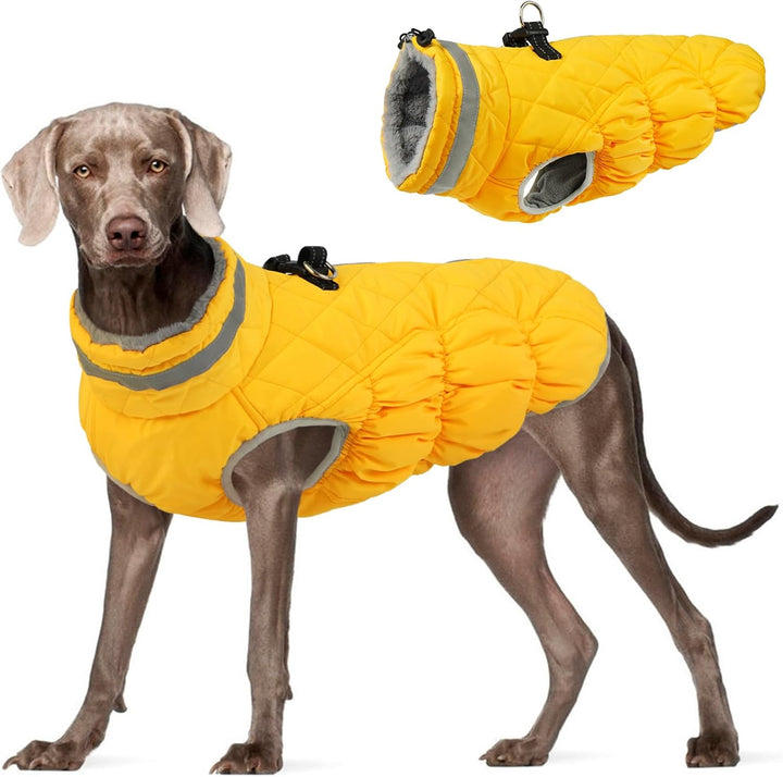 Dog Coat for Small Dogs,Waterproof Dog Winter Jacket with Harness Built in Puppy Cold Weather Coats Reflective Pet Vest with Zipper Warm Fleece Dogs Snowsuit Windproof Pink S