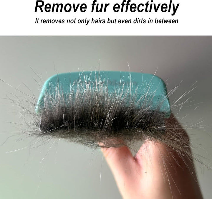 Pet Deshedding Tool with Curve Blade, Cat Grooming Brush, Tight V-Shaped Teeth Shedding Comb for Cats and Dogs (Green, Small)