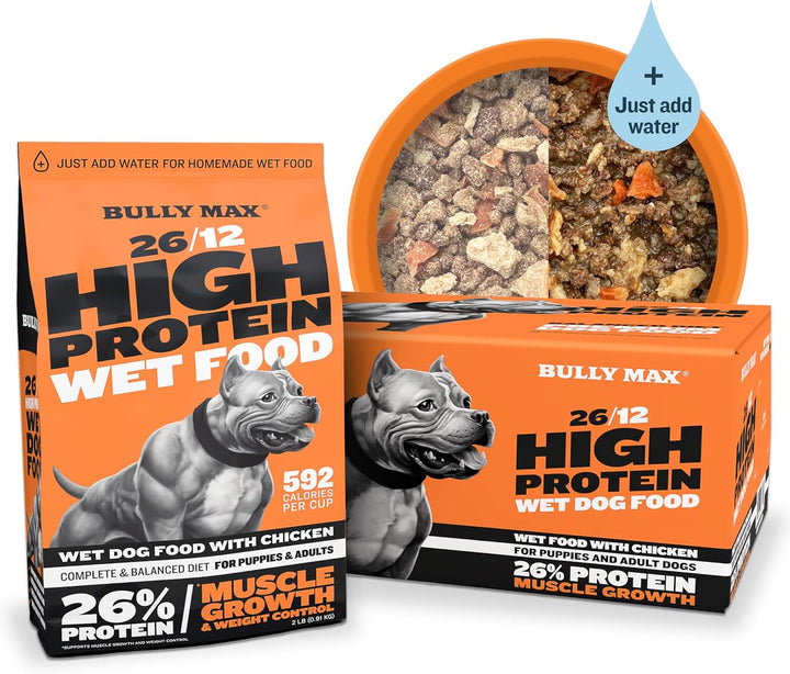 Wet Dog Food for Adults & Puppies - Dehydrated High Protein Instant Fresh Soft Dog Food with Chicken - Healthy Muscle Growth for Small & Large Breeds - 2 Dry Pounds (Makes 5.5 Lbs. Wet Food)
