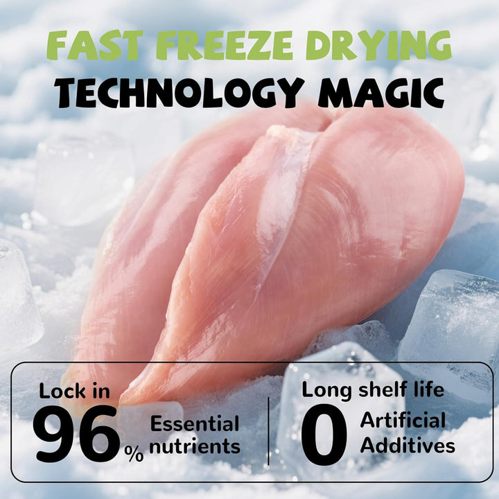 Freeze Dried Chicken for Dogs Cats, High Protein Raw Dog Food Topper, Single Fresh Ingredient Treats, 4.6Oz, Rawhide Free