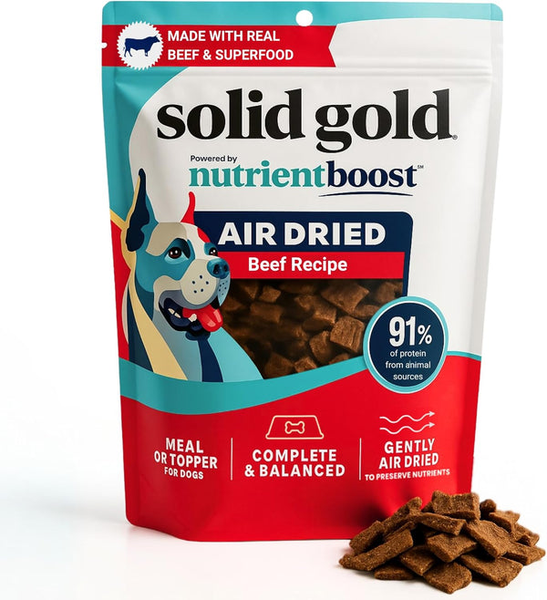 Air Dried Dog Food Toppers for Dry Food - Healthy Dog Treats W/Real Beef & Superfoods - Serve as a Complete Meal, Topper or Treats - Supports Muscle Growth, Immunity & Digestion - 4Oz