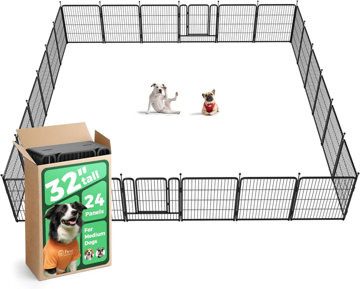 Rollick Unleashed Dog Playpen for Indoor, Yard, RV Camping, 24 Inch 8 Panels for Small and Puppy Dogs, Black│Patented