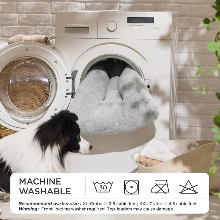 Washable XL Dog Bed for Crate for Extra Large Dogs, Comfort Fluffy Plush Pet Pillow Bed Kennel Pad with Non-Slip Bottom, Machine Washable Pet Sleeping Mat, 41"X27", Gray