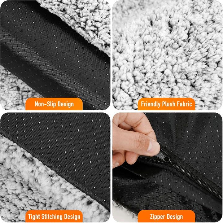 Self Warming Cat Bed, Heated Cat Bed, 2.0 Upgraded Dual-Layer Thermal Foil Heating Pad, Plush Self-Heating Pet Mat for Crate, Floor, with Removable Washable Cover, Non-Slip, 15"X19"