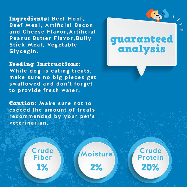 Filled Cow Hooves for Dogs, Cow Hoofs for Dogs, Natural Dog Chews, Stuffed Bones (Bully Stick Flavor) 5 Pack