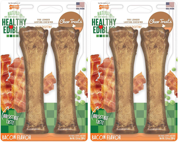 Healthy Edibles Natural Dog Chews Long Lasting Bacon Flavor Treats for Dogs, X-Large/Souper (2 Count)