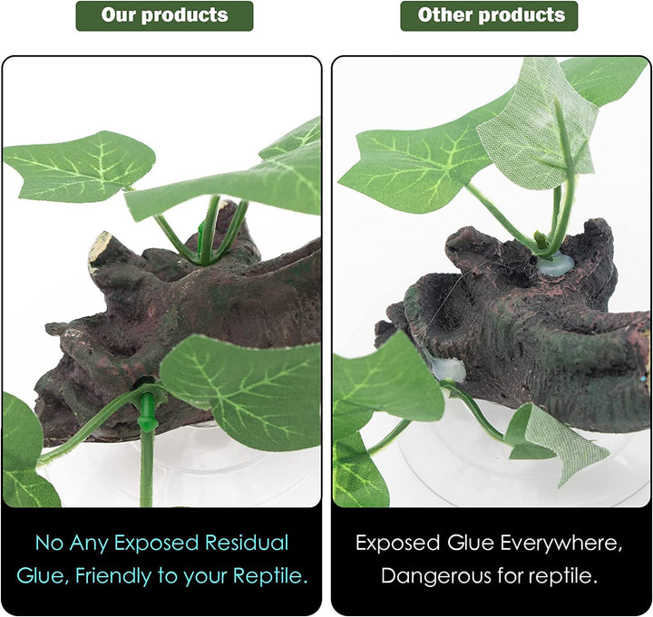 Reptile Corner Branch Terrarium Plant Decoration with Suction Cup for Amphibian Lizard Snake Climbing