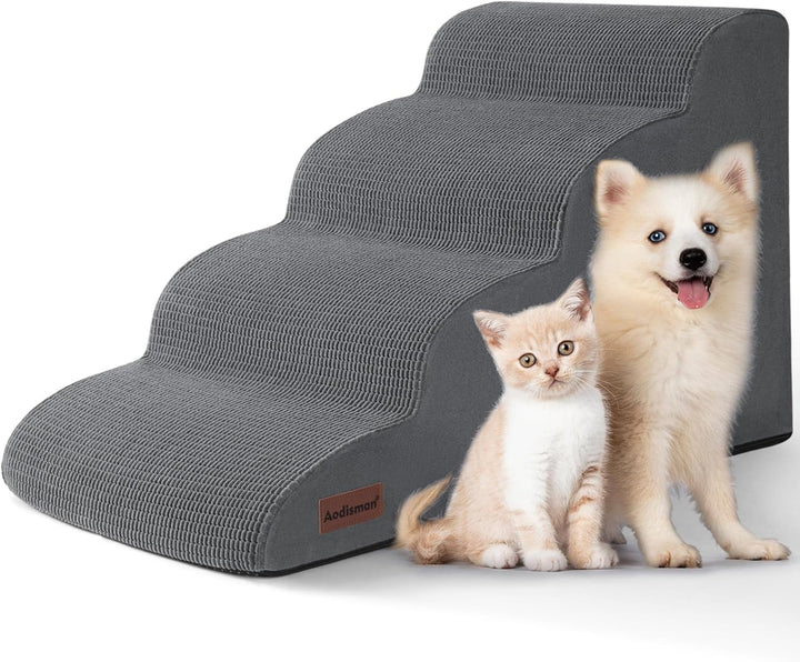 3-Step Dog Ramp and Stairs for Sofa and Chair - Non-Slip Sturdy Pet Steps for Small Dogs and Cats,15.7" H,Grey