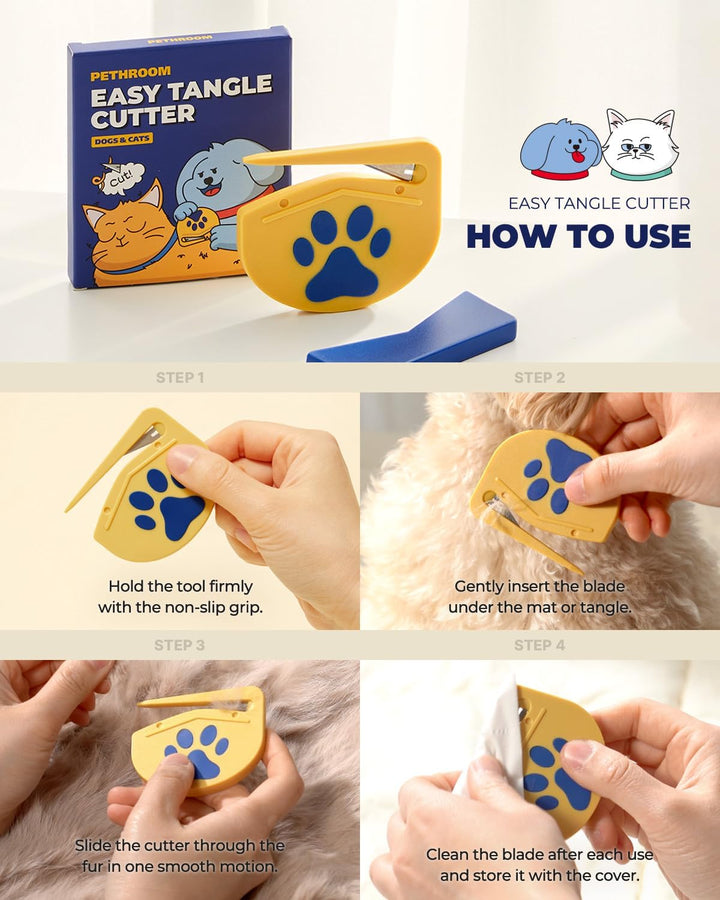 ] Matt Splitter for Dogs & Cats | Professional Dematting Tool with Steel Blade | Easily Removes Knots, Mats & Tangles | Safe & Gentle Pet Grooming Comb for Long & Medium Coats