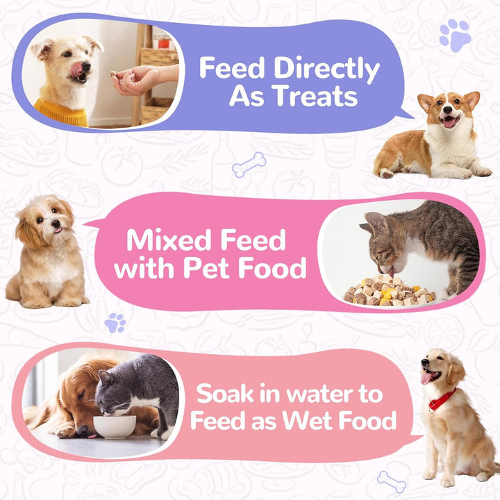 Freeze Dried Duck Treats for Cats Dogs, Rawhide Free Freeze-Dried Raw Food Topper, High Protein, Gluten&Grain Free, 4.6Oz