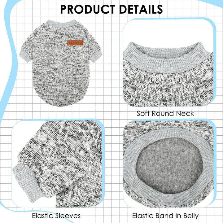 3 Pack Dog Sweaters for Small Dogs Girl Boy Winter Fleece Clothes Warm Soft Dog Sweatshirt Outfit for Dogs Cats Pet Apparel (Navy Blue+Grey+Light Blue, Medium)