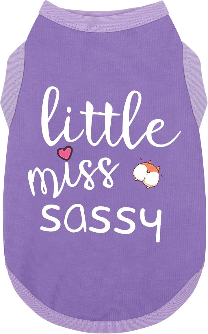 Dog Clothes Fashionable Sleeveless Pet Vest: 'Little Miss Sassy' Printed Cotton Dog Shirt, Ideal for Small, Medium, and Large Breeds, Ensuring Comfort and Breathability Rose Red S