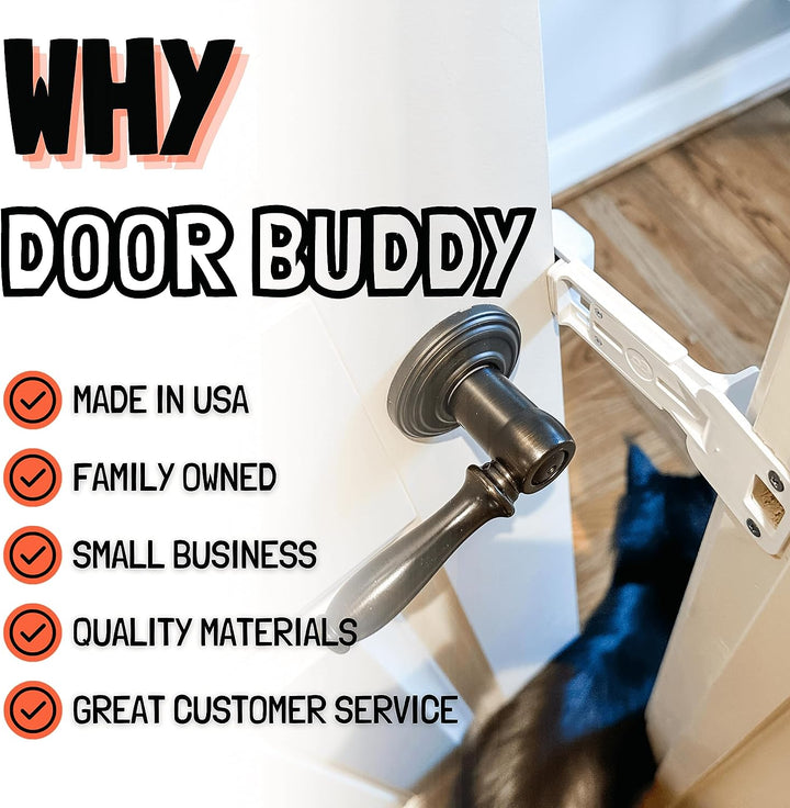 Door Prop for Cats - Easiest Cat Door Latch Holder to Keep Interior Door Open for Pets - Dog Proof Cat Feeding Station & Litter Box - Strong & Portable Door Stopper & Pet Gate Alternative