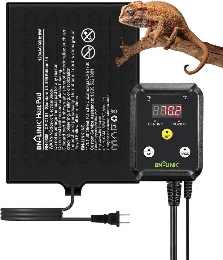 Reptile Heat Pad 6"X8" 8W for 10-20Gal under Tank Terrarium Heating Mat Waterproof for Turtle, Lizard, Frogs, Snake, Hermit Crab