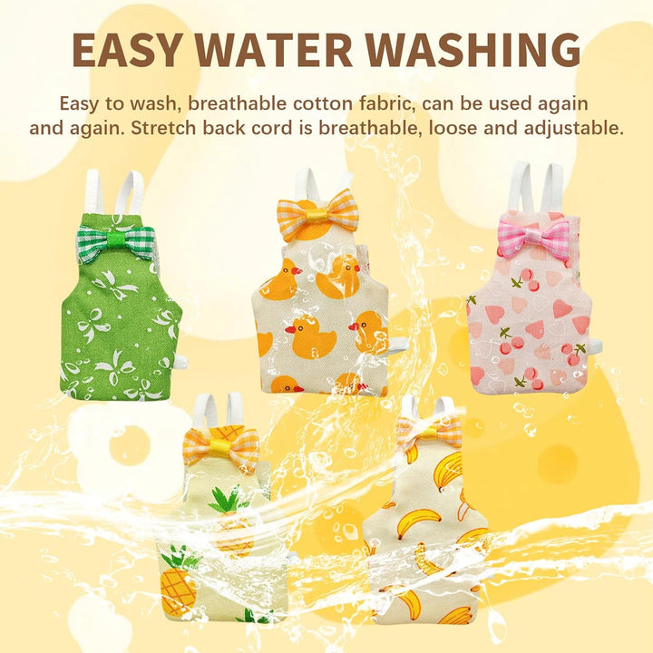 Bird Diaper, 5Pcs Bird Diapers with Waterproof Inner Cute Style Pigeon Pants Chicken Diapers for Indoor Chickens Duck Parakeet Cockatiel Mini Macaw Budgie Canary Monk Parakeet Lory (M)