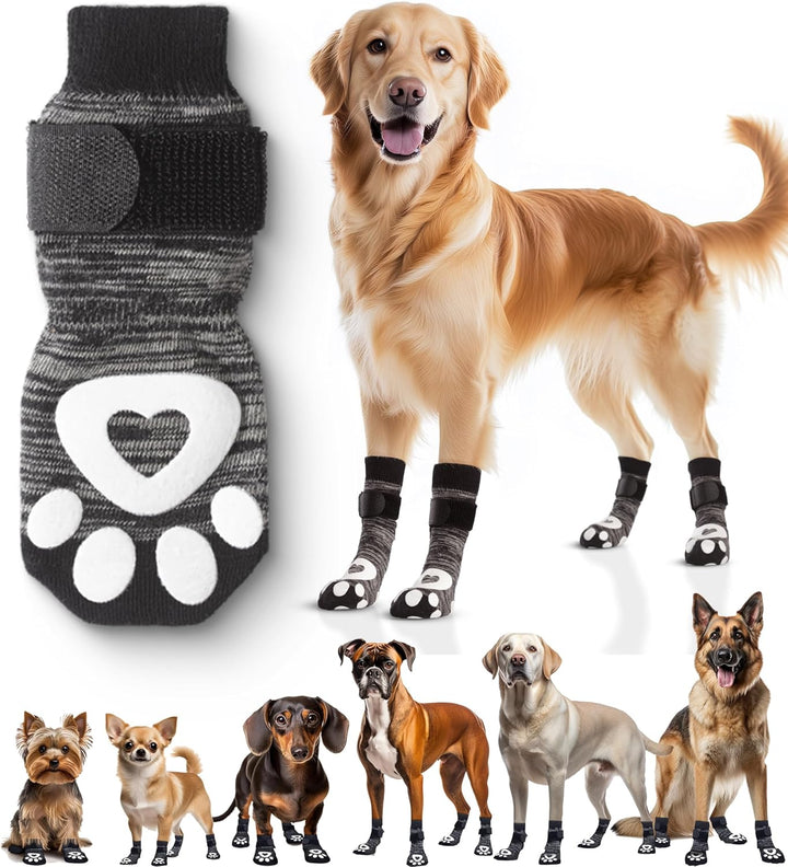 Anti Slip Dog Socks for Hardwood Floors, 6 Pack | Dog Socks to Prevent Licking Paws and Add Traction | Paw Protection for Senior Dogs | Dog Booties Alternative - XL
