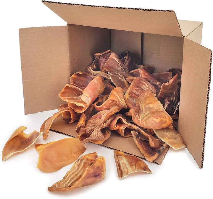 Gigabite Roasted Pig Ears for Dogs - Natural Dog Chews, Roasted Pigs Ears, Safe for Puppies and Aggressive Chewers, Cleans Teeth and Gums - Whole Ears, Pack of 22