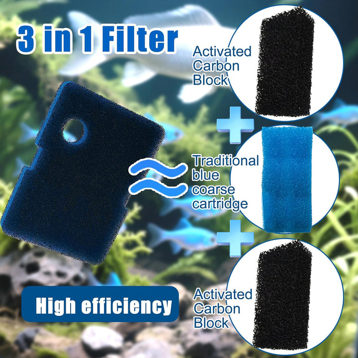 Replacement Canister Filter Pads for Cascade 700/1000 CCF2UL/CCF3UL Generic Aquarium Floss Media, 2 Upgraded Activated Carbon-Coarse-Activated Carbon Filter Pads and 6 White Floss, 8Pcs