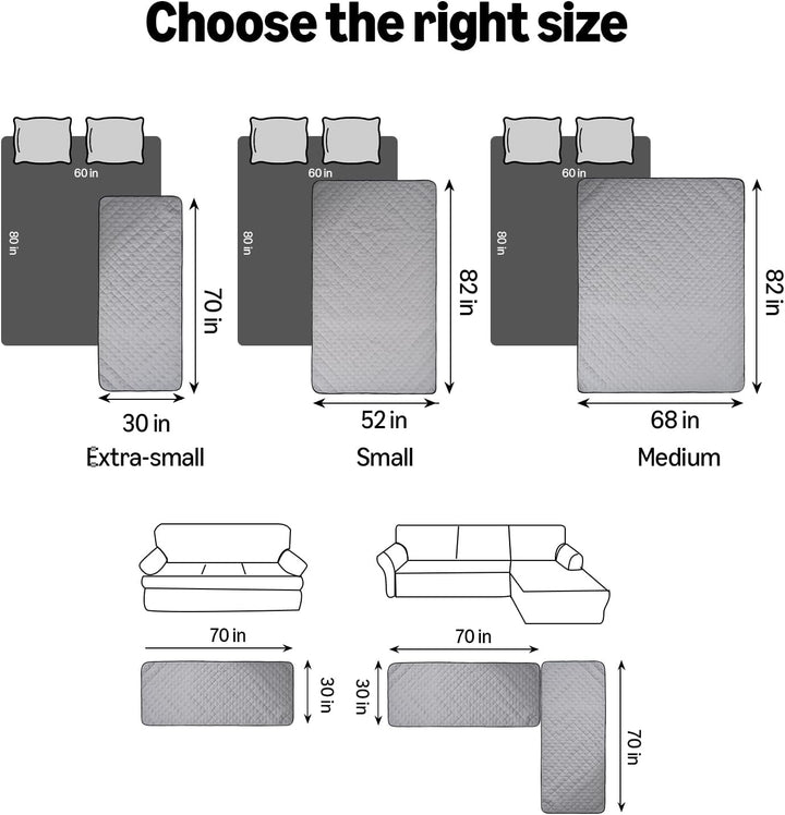 Couch Cover for Dogs, Washable Anti-Slip Blanket for Bed Sofa, Quilted Furniture Protector for Indoor Pets, 82 X 68 Inches, Gray