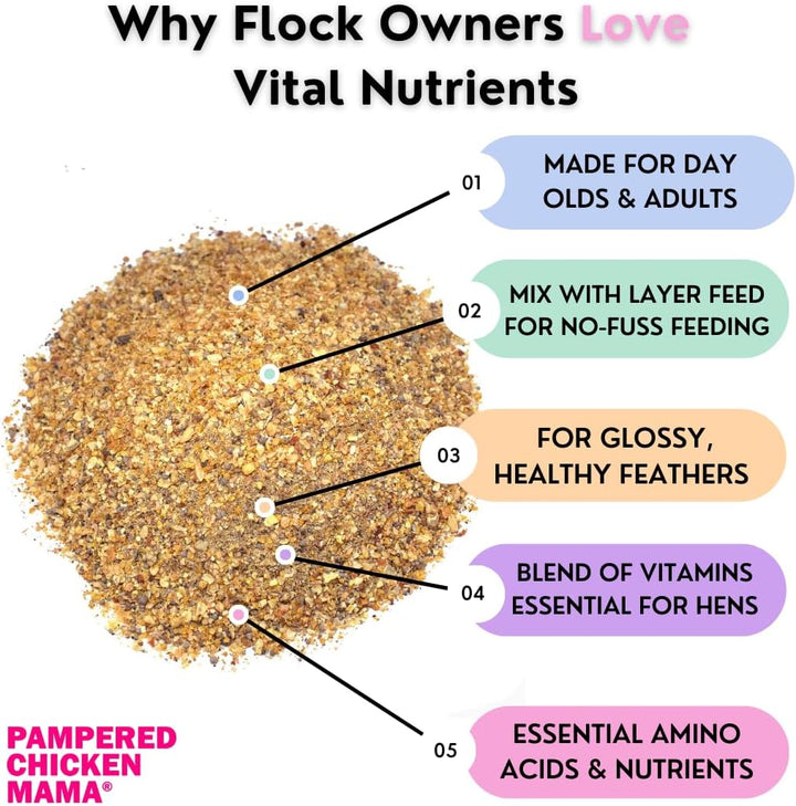 Vital Nutrients: Chicken Vitamins for Feed & Molting Supplement, Egg Booster, Poultry & Chicken Vitamins -  (1.5 Pounds)