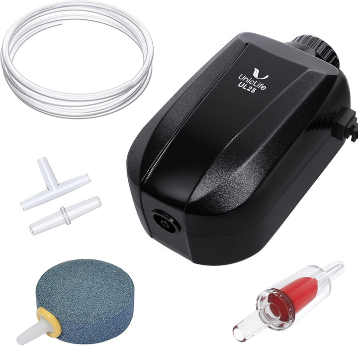 Aquarium Air Pump Dual Outlet Fish Tank Aerator with Accessories for 5-200 Gallon Tank