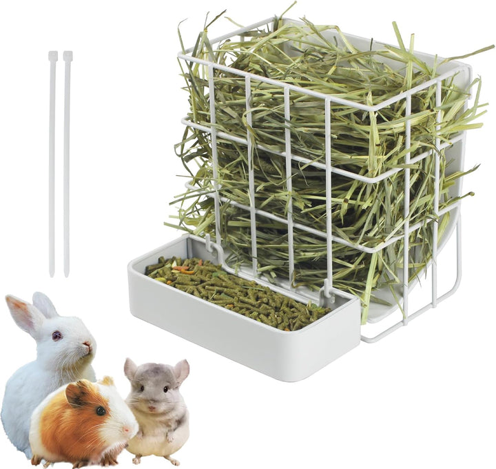 Guinea Pig Hay Feeder，Rabbit Hay Feeder with Heavy-Duty Metal Frame Hay Holder，For Bunny, Guinea Pigs,Chinchillas-6.9X4.7X6.6 Inch