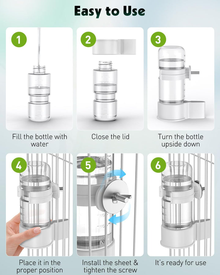 Bird Water Dispenser, Automatic Water Feeder, Plastic Cage Water Dispenser, White Parrot Waterer for Small Parakeet Cockatiel Budgie Lovebirds (Not Fit for Food Feeding)