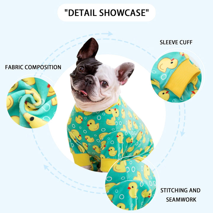 Dog Pajamas Onesie: Comfortable Four-Legged Apparel for Small, Medium, & Large Dogs, Polyester Material for Comfort, Wrinkle Resistance, Moisture Wicking, and Stretchiness Yellow Duck S