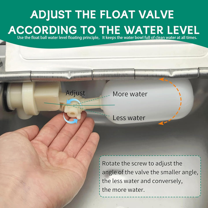 304 Stainless Steel Automatic Livestock Waterer with Float Valve and 39 Inch Water Hose(One End 3/4''), Automatic Animal Water Bowl for Dogs,Horse,Calf,Chicken,Goat, Livestock Horse Waterer Dispenser