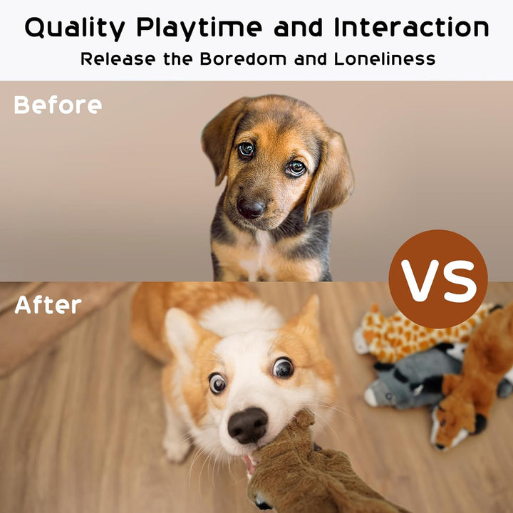 Dog Squeaky Toys, 5 PCS Crinkle Plush Dog Toys, No Stuffing Dog Toys for Small Medium Large Dogs, Stuffless Puppy Toys for Boredom