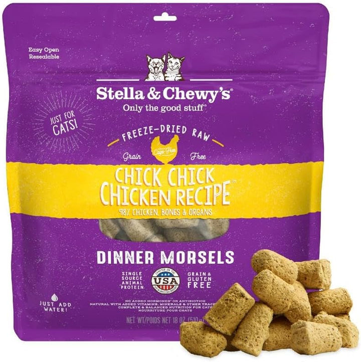 Freeze-Dried Raw Cat Dinner Morsels - Premium Chicken Recipe with 98% Cage-Free Meat & Organs - Natural Grain-Free Cat & Kitten Food - Made in USA - 3.5 Oz